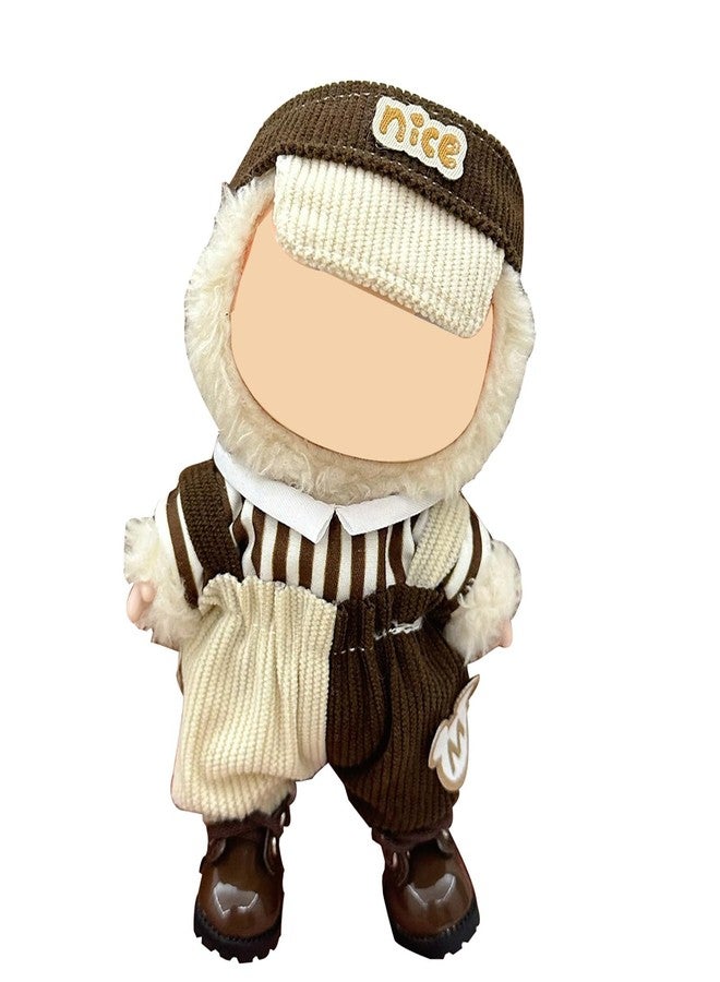 Moonlik 17cm Doll Clothes for Labubu, 3-Piece Black Hat T-Shirt + Overalls Set, Outfit Jumpsuit Accessories-No Doll and Shoes Included(Style 3) - Image 1